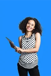 Woman-blue-background