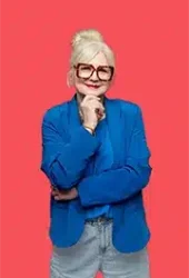 Woman-red-background